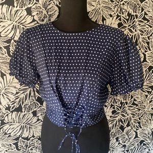 Xhilaration blue polka dot top